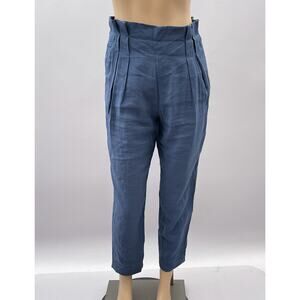 Bimba Y Lola Pleated Side Straight Leg Pants Blue Women's Size 36 / US XS